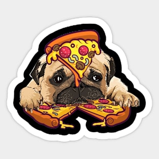 Pug Dog Pizza Funny For Boy Girl On Birthday Sticker